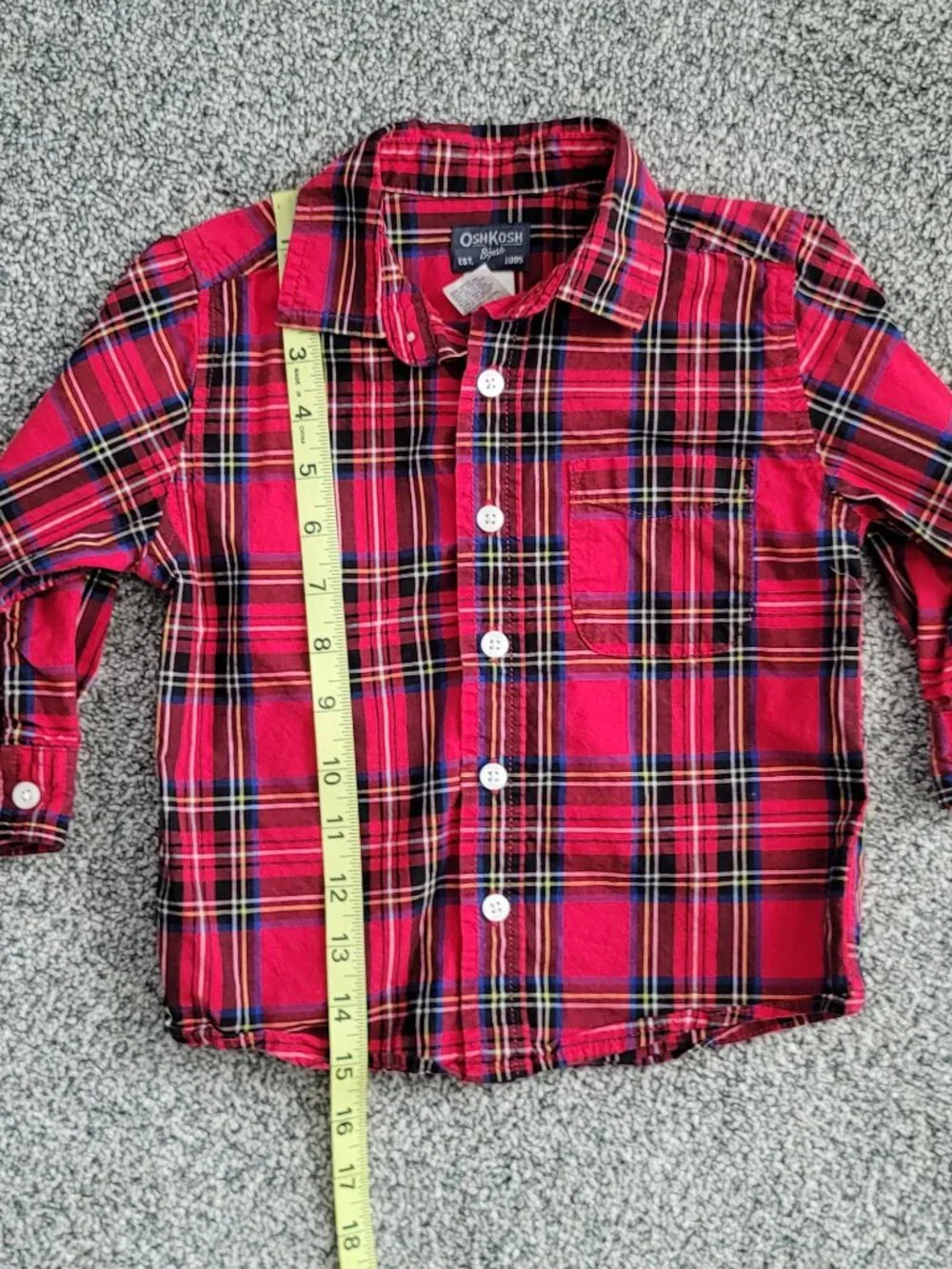 Oshkosh Red Plaid Button Down Shirt 2 Toddler
